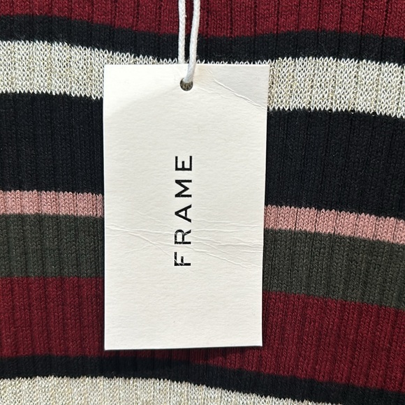 NWT FRAME Ribbed Metallic Stripe Top In Brandy Multi - Picture 5 of 5